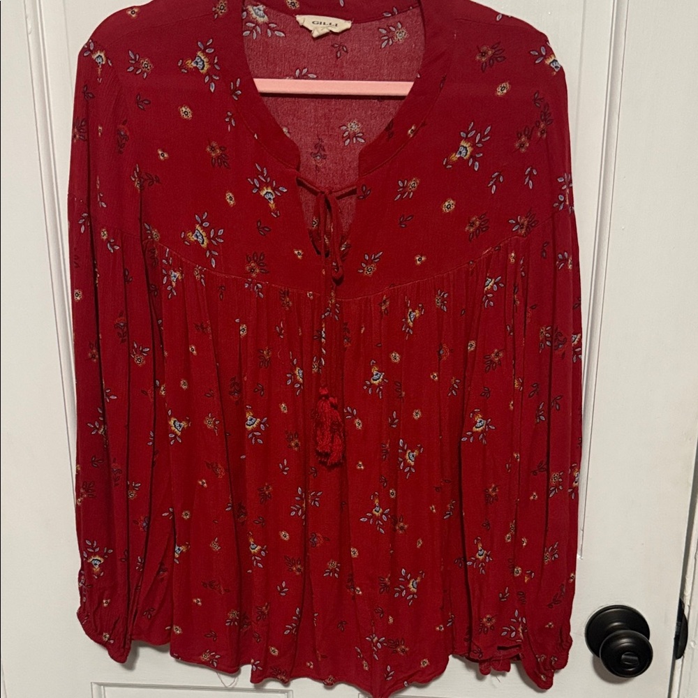Gilli Red Floral Women's Blouse